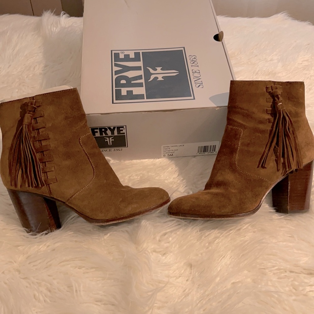 Frye Myra Tassel Lace 8.5 Chestnut boot